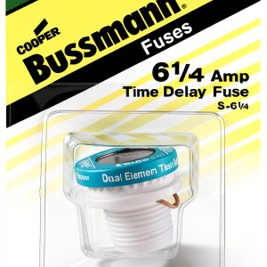Bussmann S-6-1/4BC 6-1/4 Amp Time-Delay Plug Fuse 125V UL Listed-0