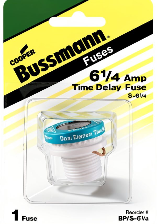 Bussmann S-6-1/4BC 6-1/4 Amp Time-Delay Plug Fuse 125V UL Listed-0