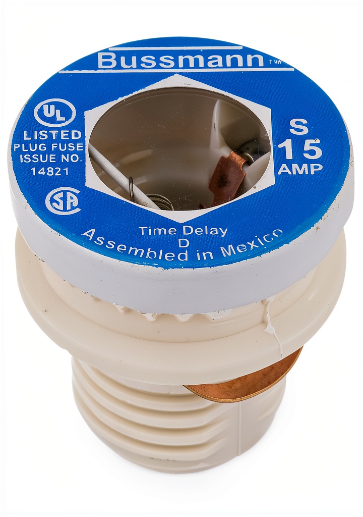 Installing Bussmann S-15 15 Amp Plug Fuse Time Delay Rejection Base 4 Pack on a wooden workbench