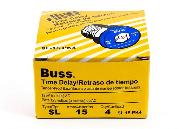 Bussmann SL-15PK4 15 Amp Time Delay Plug Fuse Blue 125V UL Listed-0